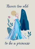 Frozen verjaardagskaart never to old to be a princess
